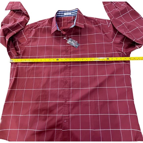 Coofandy Men’s 3XL NWT Windowpane Long Sleeve Button Down Cotton Dress Shirt - Picture 8 of 12